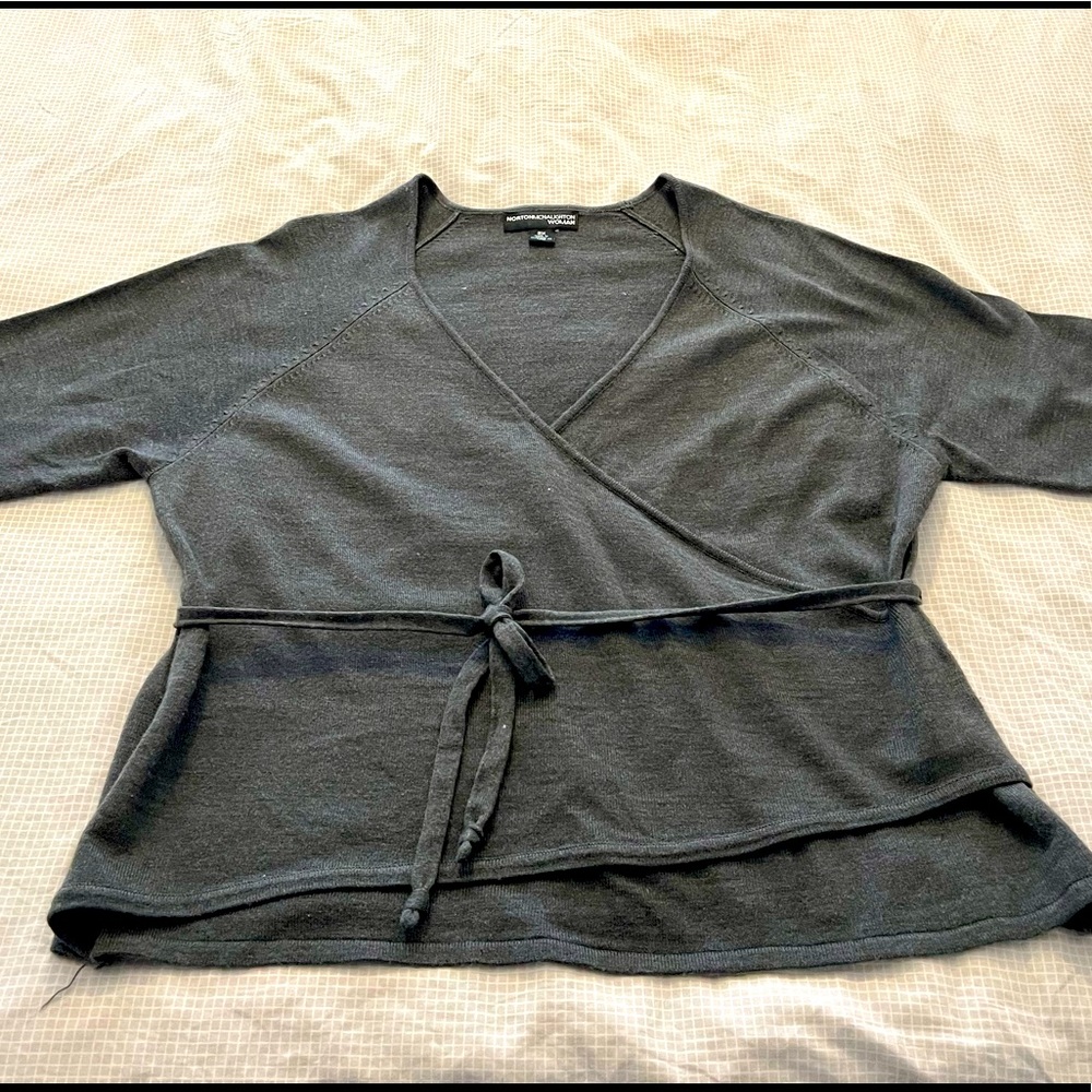 Faux wrap blouse with belt like new